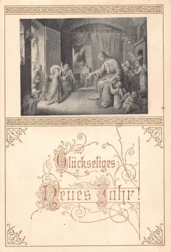 A111 Neujahrsgrüße 1906 Religiöse Szene Jesus Kinder Engel Postkarte
