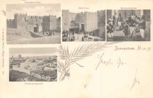 B491 Israel 1898 Jerusalem Gesamtansicht Jafa Damaskustor Mehransicht Postkarte