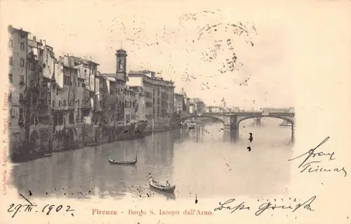 B491 Italien 1902 Firenze Florenz Borgo S Iacopo dall'Arno Brücke Postkarte