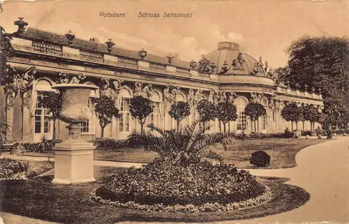 A028 Deutschland Potsdam Schloss Sanssouci Schloss Vintage Postkarte