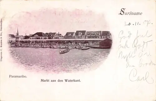 Suriname Paramaribo 1904 Marktboote Vintage Postkarte