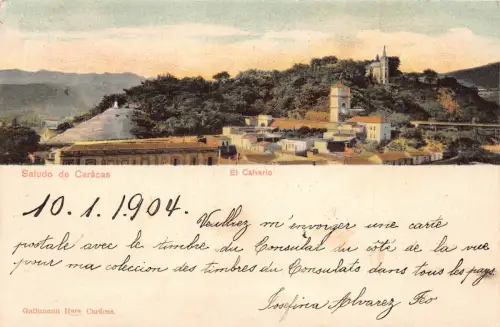 Venezuela 1904 Caracas El Calvario Vintage Postkarte