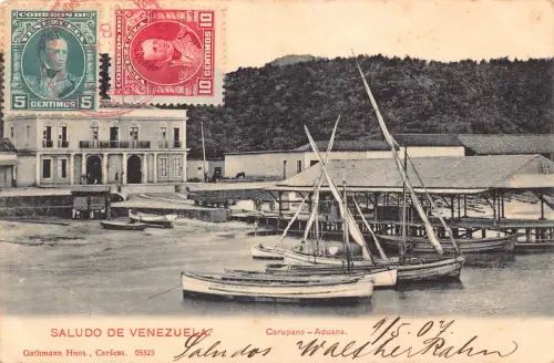 Venezuela 1907 Carupano Aduana Boote Vintage Postkarte