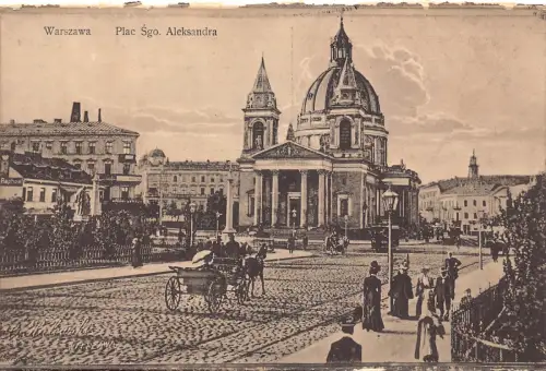 B111 Polen Warszawa Warschau Plac Sgo Aleksandra Platz Kutsche Postkarte