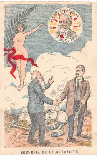 B103 Politische Satire Emile Loubet Allegorik Frankreich Geldsack Gegenseitige Postkarte