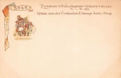 B109 Tschechoslowakei 1895 Volksausstellung Prag Trachten Postkarte