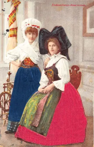 B099 Volkstracht 1912 Elsaesserinnen Elsaciennes Frauen Ethno Prägepostkarte