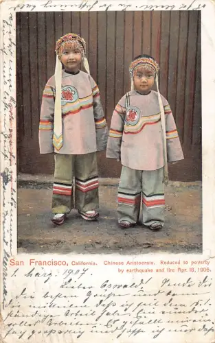 B102 Ethnische San Francisco 1906 chinesische Aristokraten Mädchen achtern Erdbeben Postkarte