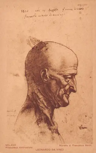 B094 Ambrosiana Milano Art Leonardo Da Vinci Ritratto d Francesco Meizi Postkarte