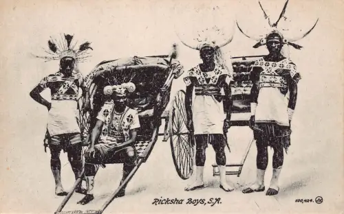 B556 Ethnische Ureinwohner Südafrikaner Rikscha Rikscha Jungen Postkarte