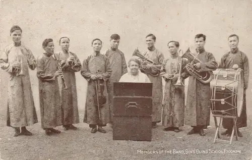 B556 China Ethnische Chinesische Jungen Blinde Schulband Trommel Foochow Fuzhou Postkarte