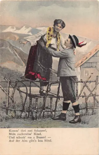 B557 Deutschland Trachtenpaar Vintage Postkarte