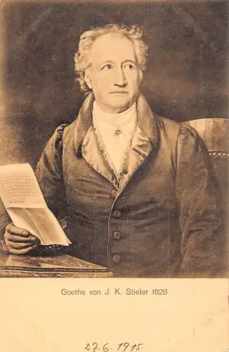 Dichter Goethe von JK Stieler 1828 hält einen Brief Portrait alte Postkarte