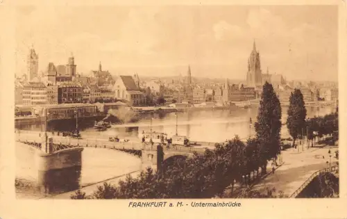 B119 Deutschland Frankfurt a M Untermainbrücke Brücke Straßenbahn Vintage Postkarte