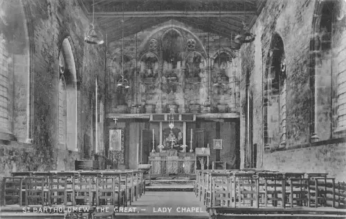 B129 England St Barthoomew The Great Lady Chapel Vintage Postkarte