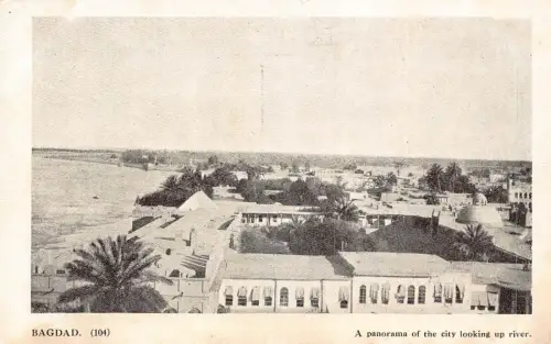 Irak Bagdad Panorama Blick auf den Fluss Vintage Postkarte