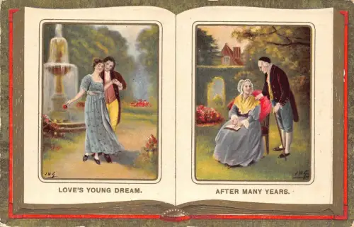 B230 Liebesroman Paar wird älter Buch Vintage Postkarte
