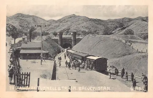 L523 Belutschistan, Pakistan Chodjak Tunnel and Train Vintage Postkarte