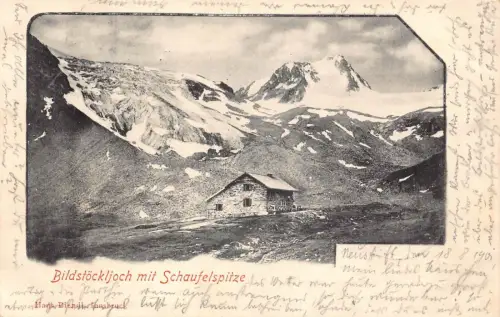 A120 Österreich 1901 Bildstoeckljoch mit Schaufelspitze Hütte Berg Postkarte