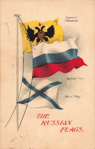 L533 Russland Kaiserreich National und Marine Flaggen 1. Weltkrieg Vintage Postkarte