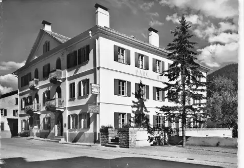 B231 Schweiz Parc Hotel Aurora S-chanf 1957 RPPC Vintage Postkarte