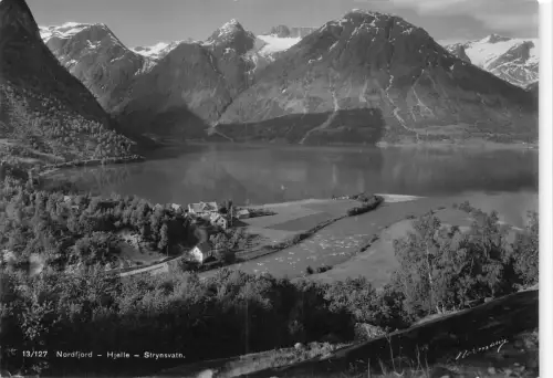 B231 Norwegen Nordfjord Hjelle Strynsvatn See RPPC Vintage Postkarte