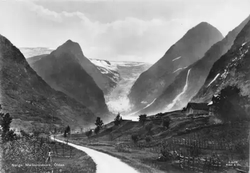 B231 Norwegen Melkevoldsbre Olden Mountain RPPC Vintage Postkarte