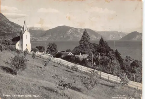 B231 Norwegen Leikanger Kirka Sogn Kirche Vintage Postkarte