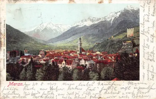 A121 Italien 1901 Meran Meran Gesamtansicht Vintage Postkarte