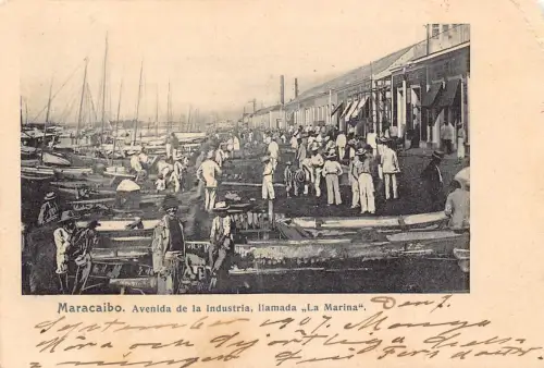 Venezuela Maracaibo "La Marina" Boote Fischermarkt Vintage Postkarte