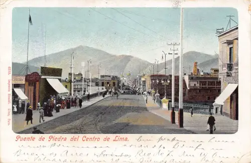 Peru Lima Puente de Piedra Brücke Vintage Postkarte