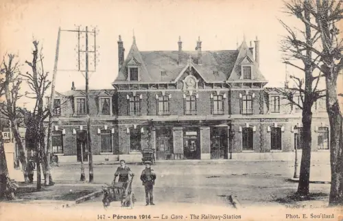 Frankreich Peronne 1914 Bahnhof Gare Vintage Postkarte L551