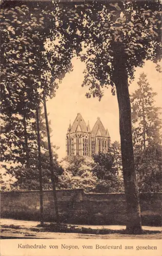 B237 Frankreich Kathedrale von Noyon vom Boulevard aus gesehen Vintage Postkarte