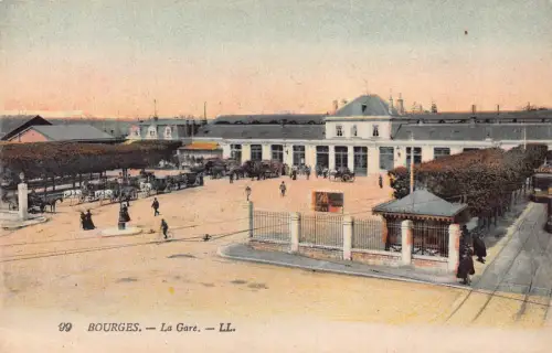 Frankreich Bourges Bahnhof Gare Vintage Postkarte L551
