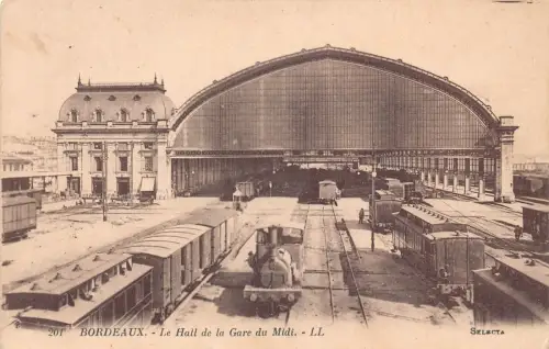Frankreich Bordeaux Bahnhof Gare Züge Vintage Postkarte L551