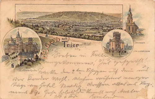 L410 Deutschland 1896 Gruss aus Trier Litho Postkarte