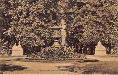 A028 Deutschland Potsdam Schloss Sanssouci Parkeingang Vintage Postkarte