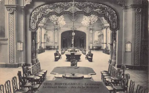 B241 Monaco Monte Carlo Casino Grand Salon Jeu de Roulette Postkarte