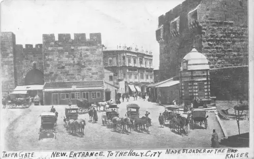 A832 Israel Jaffa Tor Jerusalem Neuer Eingang zur Heiligen Stadt Kutsche Postkarte