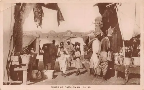 A832 Sudan Geschäfte bei Omdurman ethnische Verkäufer RPPC Vintage Postkarte