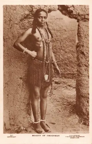 A833 Sudan Schönheit Omdurmans ethnische Frau halbakt Vintage Postkarte