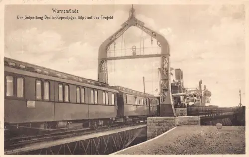 L410 Deutschland 1935 Warnemünde Berlin-Kopenhagen Schnellzug auf Fähre Postkarte