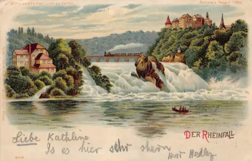 Schweiz Der Rheinfall 1905 Litho Vintage Postkarte