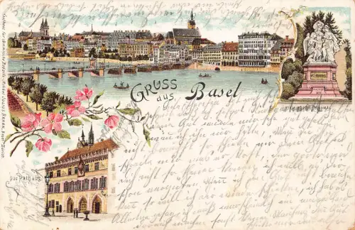 Schweiz Gruss aus Basel 1901 Litho Vintage Postkarte