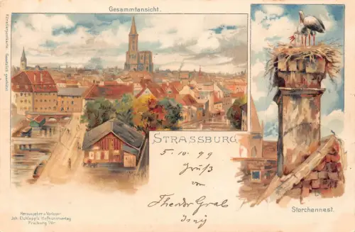 Frankreich 1899 Straßburg Litho Vintage Postkarte