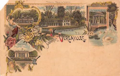 Frankreich Souvenir de Versailles Litho Vintage Postkarte