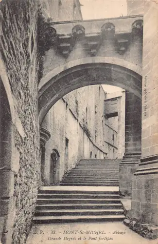 A838 Frankreich Mont St Michel Abtei Grands Degres et Pont Festungen Postkarte