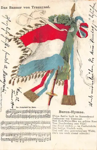 Südafrika 1900 Transvaal Flagge Burenlied Lied Vintage Postkarte