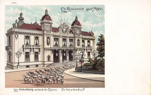 Monaco Monte Carlo Casino Humor Comic Schaf Litho Vintage Postkarte