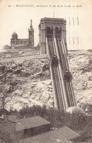 A839 Frankreich 1921 Marseille Ascenseurs ND de la Garde Standseilbahn Vintage Postkarte
